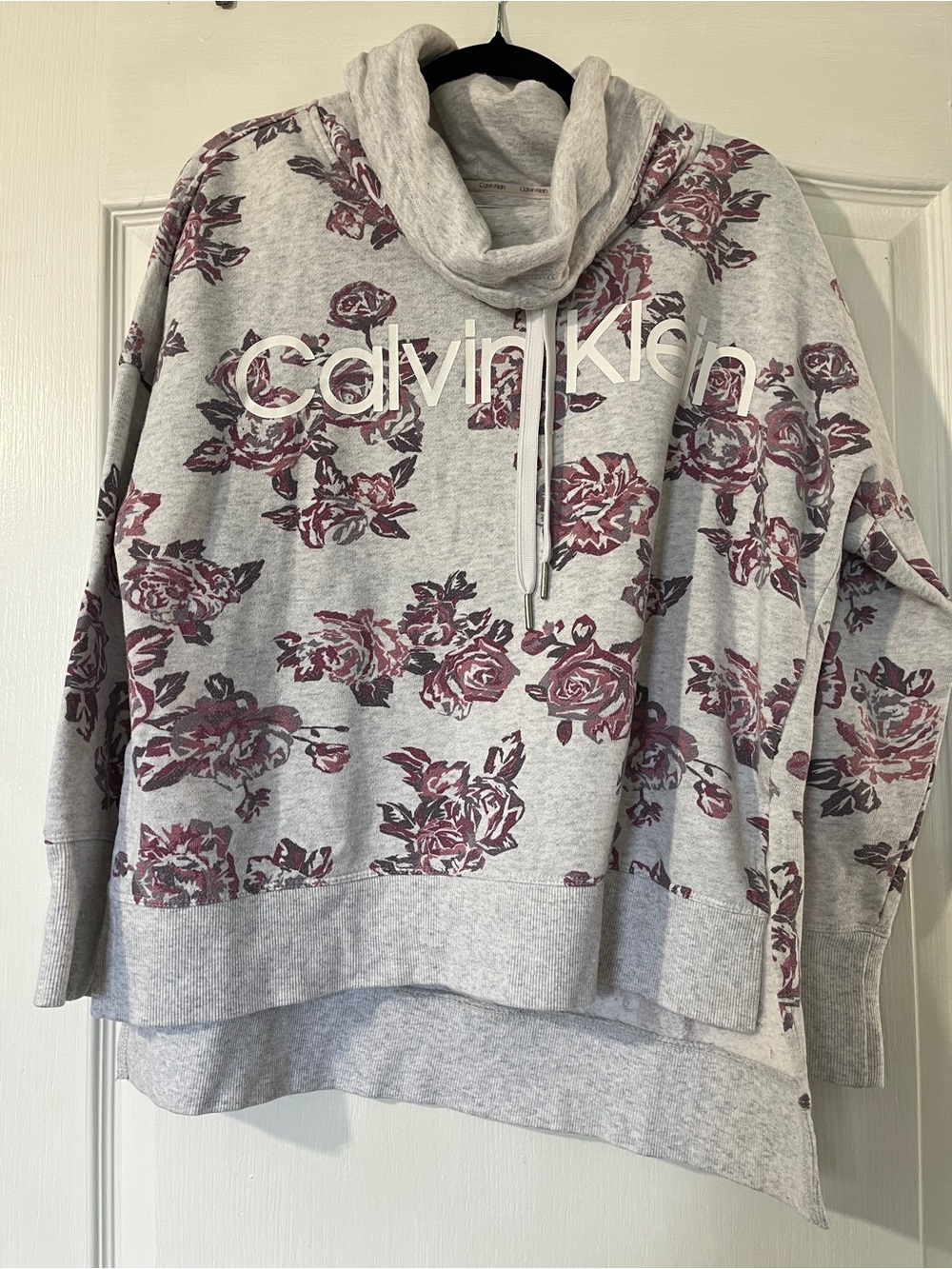 Calvin Klein Gray Sweatshirt with Mauve Floral Print